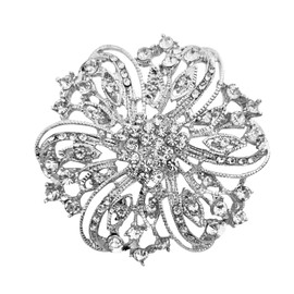 Rhinestone Brooch for Women Silver Brooch Pin for Women Crystal Rhinestone Flower Brooch Pin Sparkle Rhinestone Pin Silver Brooch Dainty Jewelry Pins for DIY Bridal Wedding Bouquet
