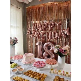 Rose Gold Backdrops Curtains Party Decorations, Tinsel Streamers Birthday Decoration for Women Men, Photo Booth Props for Wedding, Baby Shower, 2Pack 3.28X6.56Ft