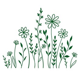 Wildflowers Car Decal, Wildflower Boho Car Decal, Plant Lover Gift Idea, Botanical Leaf Sticker, Bumper Stickers, Car Sticker, Decor Sticker, Waterproof, Car Window Decals, (12" wide, Dark Green)