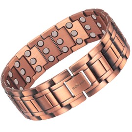 Willis Judd Mens Copper Magnetic Bracelet Extra Wide Magnetic Bracelets for Men Adjustable Length