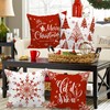 Lanpn Pack of 4 White and Red Cushion Covers Christmas