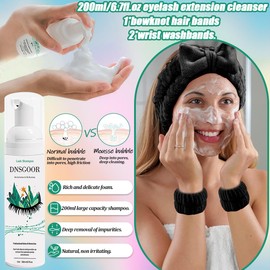 DIY Lash Extension Kit with 280 PCS 9-16mm 40D Lashes Clusters 200ml/6.7fl.oz Lash Cleanser Eyelash Shampoo Mini USB Portable Lash Fan Bond and Seal Remover Eyeliner Eyelid Cleaning Brush