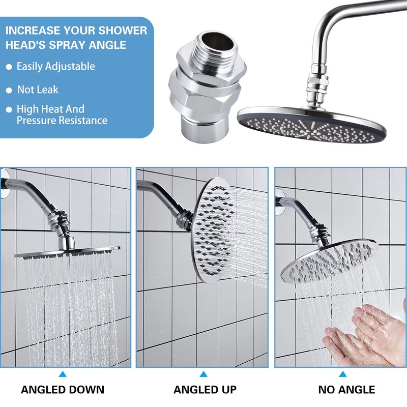 Enoughmen Adjustable Shower Head Connector – 360° Swivel Shower Arm