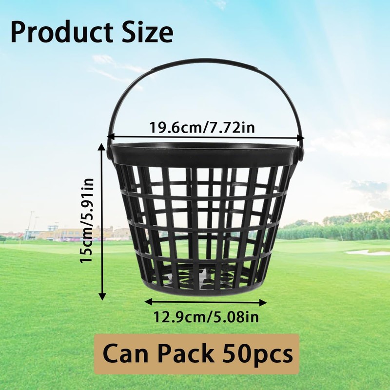 Golf Ball Basket Container Case Bucket with Handle,Holds 50 Balls,Black