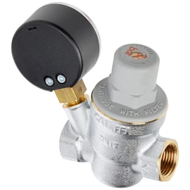 Caleffi 533241 1/2'' Tilted Reducer, Pressure Gauge, Chrome