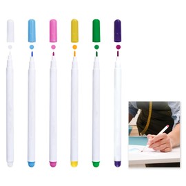 Pack of 6 Water Soluble Pens for Fabric, Trick Marker Sewing, Fabric Marking Pens, 6 Colour Water Erasable Fabric Marking Pens for Quilting, Tailoring, Sewing, Leather Crafts