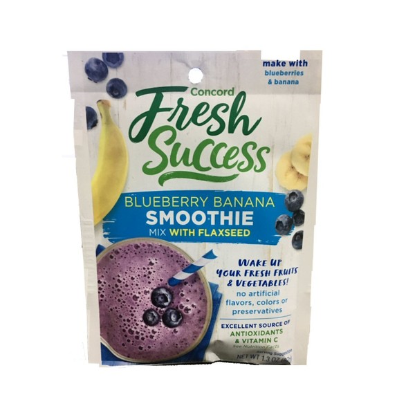 Concord Foods Blueberry Banana Smoothie Mix With Flaxseed, 1.3 oz Pouch (VALUE Pack of 18 Pouches)