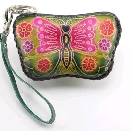 Handmade leather butterfly coin purse wallet