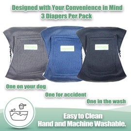wegreeco Washable Dog Diapers - Washable Male Dog Belly Wrap - Pack of 3