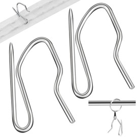 120 PCS Heavy Duty Zinc Metal Drapery Pin Hooks,Metal Curtains Hooks,Curtain Pin Hooks,Pinch Pleat CurtainHooks,Heavy Duty CurtainHooks for Windows,Doors,Shower Areas