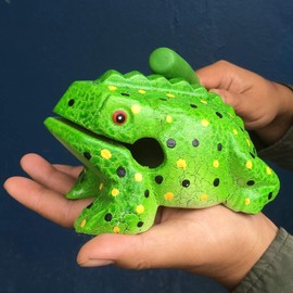 Cozinest Medium 6" Wood Frog Guiro Rasp Percussion Musical Instrument Tone Block Wooden Handcraft Percussion Instruments Products From Thailand Lucky Frog for Home Office Decor (Green)