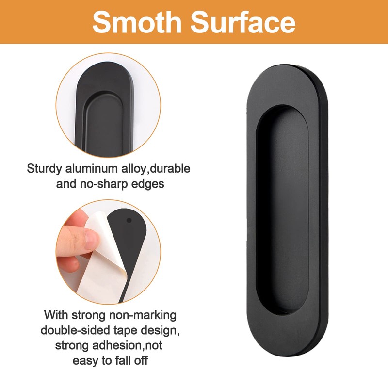 MOROBOR Self-Stick Oval Sliding Door Pulls, 2pcs Aluminum Alloy Flush