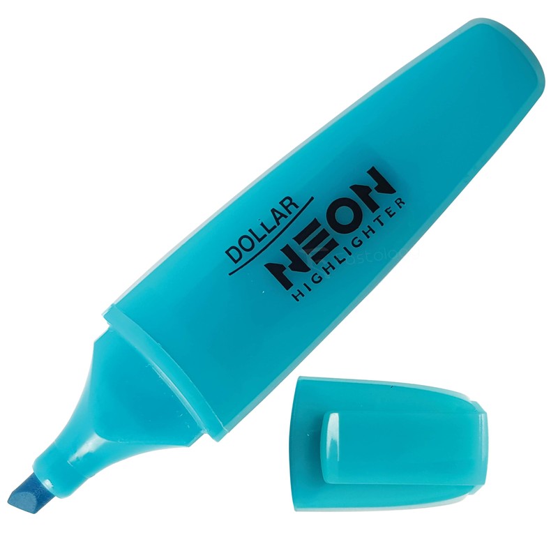 DOLLAR HL625 Neon Fluorescent Highlighter Pens, MULTICOLOUR, Pack of 6,