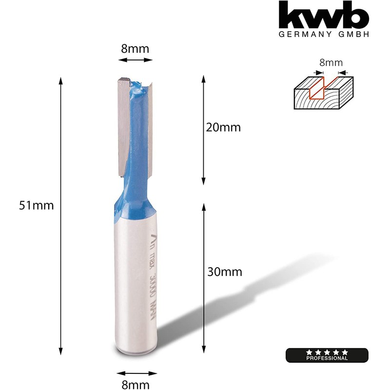 kwb 7548-20 754820 HM Professional Groove Milling Cutter (for Wood,