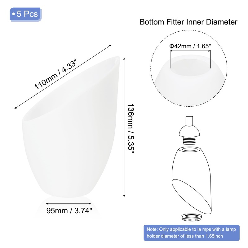 PATIKIL 1.65" Hole 5.35" High Plastic Lampshade, 5 Pcs Horseshoe