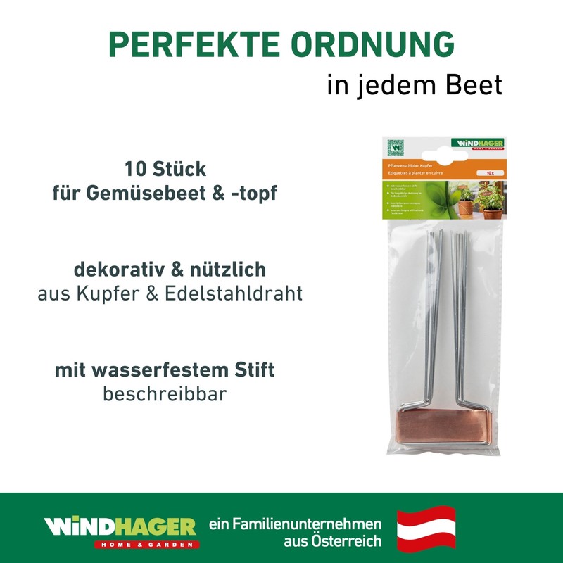 Windhager Copper Plant Signs, Plug-in Signs, Plant Stakes, Plug-in Labels,
