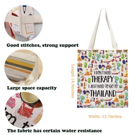 KUIYAI Thailand Tote Bag Thailand Vacation Gift Thailand Souvenir Gift Thailand Lovers Gift Thailand Travel Gift Weekend Trip Gift (ThailandToteBS)