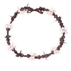 MMIUAEG Graduation Kukui Nuts Lei Necklace Hawaiian Necklace with Ribbon Bow Closure Chunky Graduation Neck Chain Gifts for Women Men College Student Jewelry-Brown