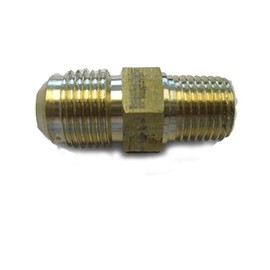 Fuel or Gas Line Brass Fitting, Connector Coupling adapter (3/8" Flare Male x 3/8" Male NPT) MALE x MALE [48F0606] Niple Terminal Macho Falre x Macho NPT 3/8" x 3/8"