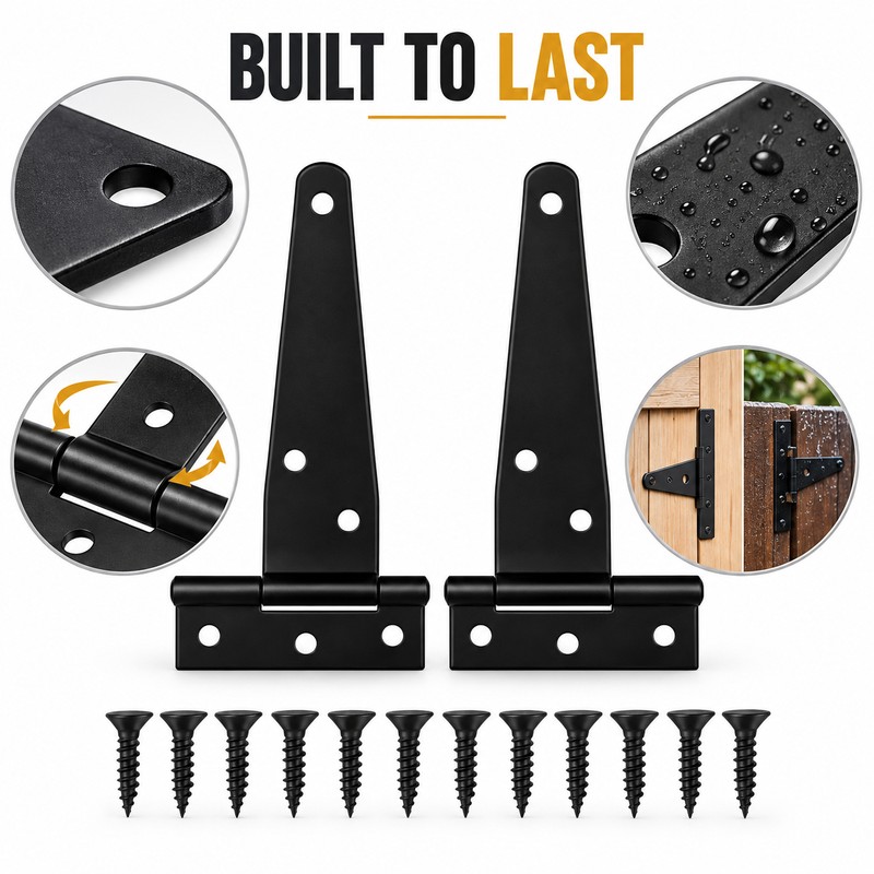 4-Inch T-Hinges for Shed Doors & Gates – Heavy-Duty Black