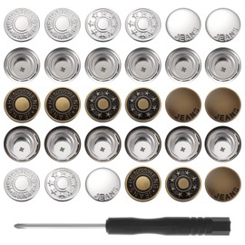 30 Set Jean Buttons for Loose Jeans, 17mm No-Sew Removable Metal Jeans Buttons Replacement Repair Combo Adjustable Button for Jeans' in Storage Box, Women and Men's Jeans' Clothing Supplies