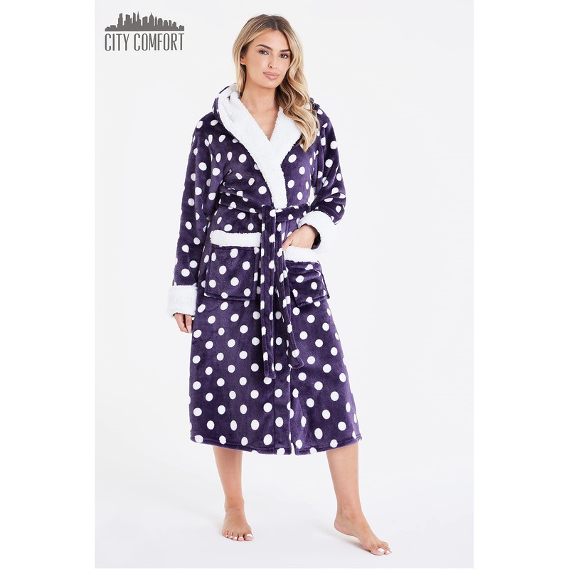 CityComfort Women's Fluffy Bathrobe, Fleece Dressing Gown, Cosy Bathrobe for