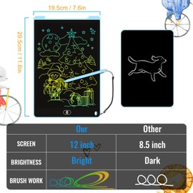LCD Writing Tablet 12 Inch, Colorful Drawing Tablet, Erasable Lockable Electronic Doodle Board, Eye Protection Scribbler Pad, Learning Toys Gifts for 3+ Years Boys Girls Toddler - 2 Pack Blue