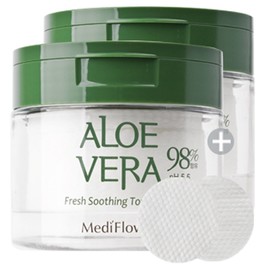 Mediflower Aloe Vera Fresh Soothing Toner Pads 180ml 60 sheets (functional certification) - 5.Aloe Vera Fresh Soothing Pads x 2 / 메디플라워 알로에베라 프레쉬 수딩 토너 패드 180ml60매 (기능성인증) - 5.알로에베라 프레쉬 수딩패드x2개