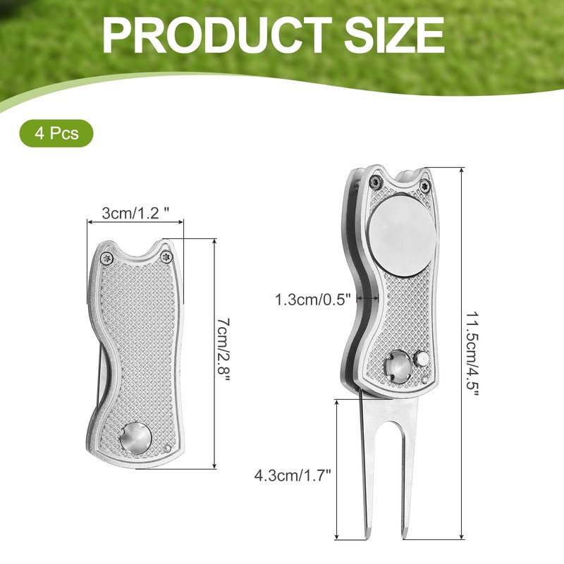 PATIKIL Golf Divot Repair Tool, 4 Pack Foldable Metal Golf