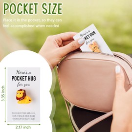 Wonderjune 40 Sets Pocket Hug Token Gifts Bulk Mini Resin Animals Back to School Small Thank You Gifts Bulk with Pocket Hug Cards for Friend Birthday Party (Lovely)