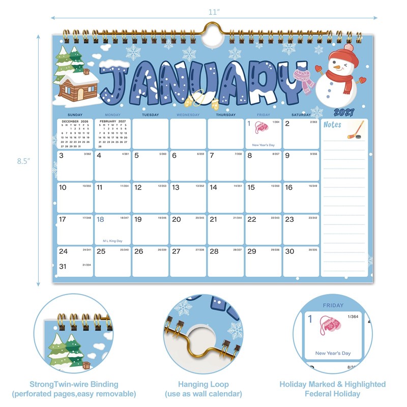 2027 Calendar - 18 Monthly Wall Calendar, July 2026 -