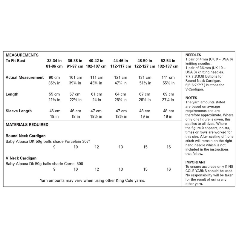 King Cole 5412 Knitting Pattern Womens Cardigans in Baby Alpaca