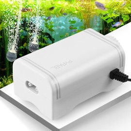 PYPABL Aquarium Air Pump, 4W Ultra Quiet Oxygen Pump, Powerful Whisper Aerator for up to 400L Fish and Turtle Tank, Fish Air Bubbler with Air Tube Air Stone Check Valve