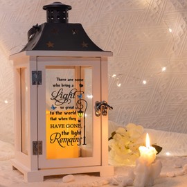 Memorial Lantern, Sympathy Memorial Gifts for Loss of Loved One, Mother, Father, Husband, Bereavement Gift Ideas, Black Metal Remembrance Gifts, Tabletop & Hanging - There're Some Who Bring a Light