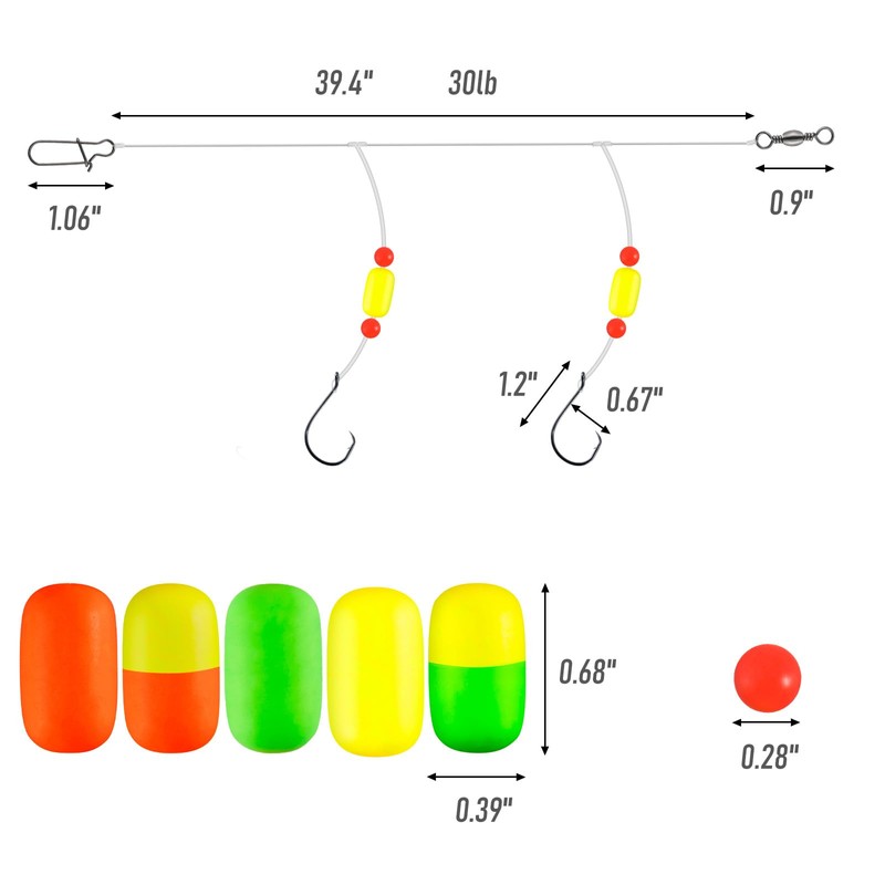 Alwonder 5-Pack Pompano Rigs Surf Fishing Rigs with Snell Floats