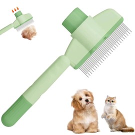 EYBDYB Self-Cleaning Cat & Dog Comb – 2-in-1 Pet Hair Removal & Flea Comb with Stainless Steel Teeth, Easy Release Button, for Shedding, Detangling & Grooming