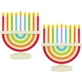 2-Pack Hanukkah Children's Wooden Chanukah Menorah with Removable Candles