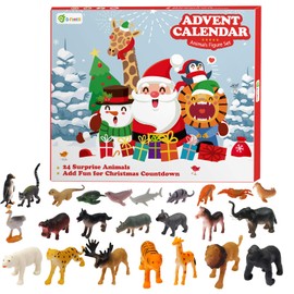 D-FantiX Kids Animals Advent Calendar 2025 Realistic Animal Figurine Toys Christmas Advent Calendar Xmas 24 Days Christmas Countdown Calender for Boys and Girls