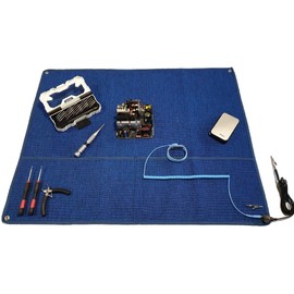 Minadax® and Anti-Static Mat XXL Blue 60 x 80 cm, 4 Ports, ESD Grounding Cable – e.g. for PC Tower Case