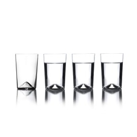 Sempli Monti Aqua Drinking Glasses Set of 4 - Elegant Hand Blown Water Glasses, Cocktail Glasses, Lead-Free Crystal, Stackable, Lightweight, Durable, Artisan Designed - 12 oz