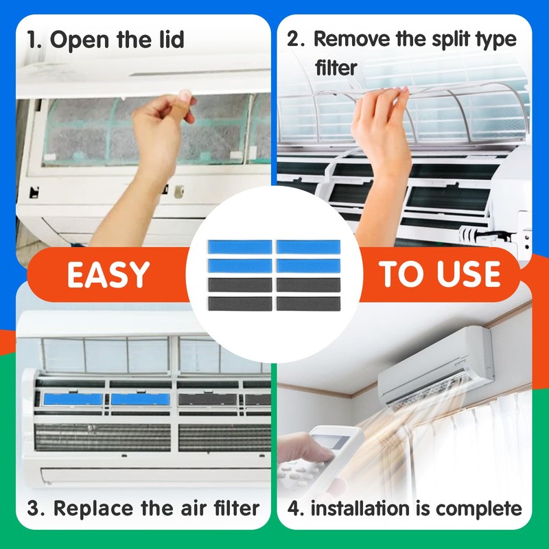 8 PCS Replacement Mini Split Air Filter Compatible with Mitsubishi
