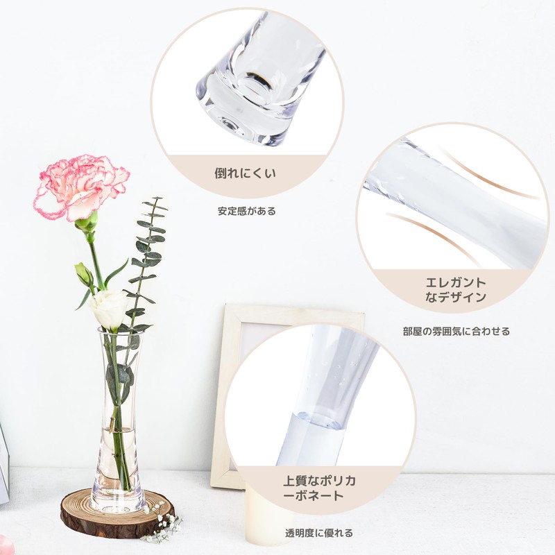 ComSaf Vase Unbreakable, Stylish, Flower Base, Polycarbonate, Transparent, Hydroponic, Interior