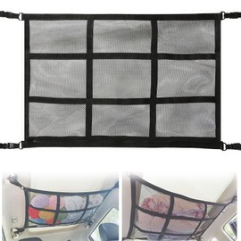 1 Piece Car Roof Zip Cargo Net, Car Double Layer Mesh, Car Ceiling Cargo Net Bag, Car Hook Bag Holder Net, Car Stretchy Cargo Net Storage Organiser