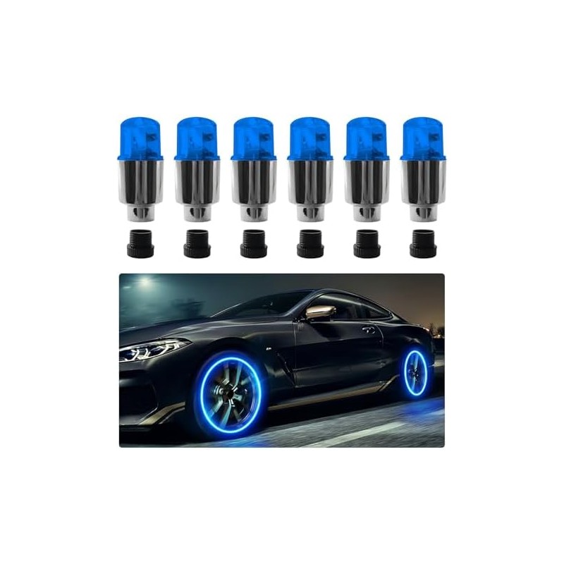 6 piezas de luz para válvula de neumático de coche,