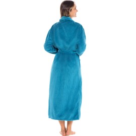 Alexander Del Rossa Womens Plush Fleece Robe, Warm Bathrobe, Small-Medium Turquoise Green (A0117ODPMD)