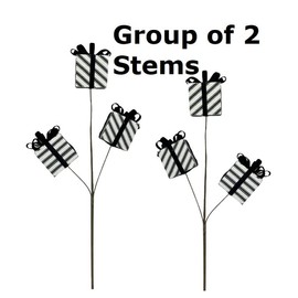Group of 2 Black and White Gift Box Stems for Christmas Decorations and Holiday Arrangements by Factory Direct Craft