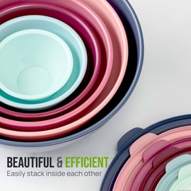 Zulay Kitchen 12 Piece Plastic Mixing Bowls with Leak-Proof Lids Set - Microwave and Freezer Safe Kitchen Mixing Bowls for Preparing, Serving and Storing - Large Nesting Bowls (Cotton Candy Ombre)