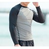 Men's GB Zip-up Rashguard Top - Plus Size Black Swimwear for Waterparks & Activities Gray Black L