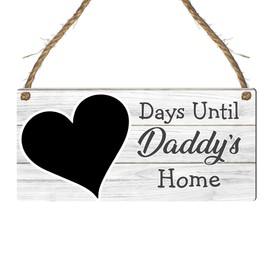 Days Until Daddy's Home Countdown Plaque - Military Deployment Countdown Signs - Chalkboard Plaque for Kids & Families Awaiting Reunion (Grey Wood Effect, With Pen)
