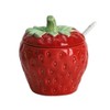 WAIT FLY Strawberry Ceramic Sugar Bowl with Lid, Sugar Container,